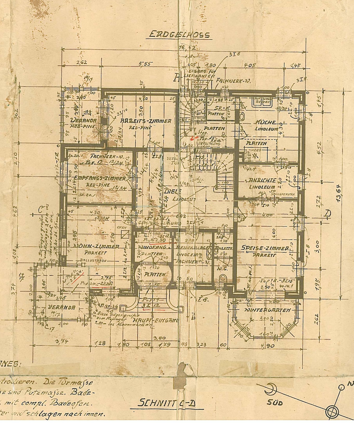 Grundriss Erdgeschoss · Originalzeichnung 1911